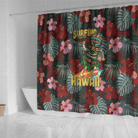 Hawaii Tiki Surfing Shower Curtain Mele Kalikimaka i Iulai!
