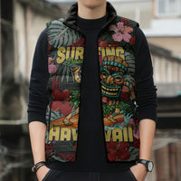 Hawaii Tiki Surfing Sleeveless Puffer Jacket Mele Kalikimaka i Iulai!