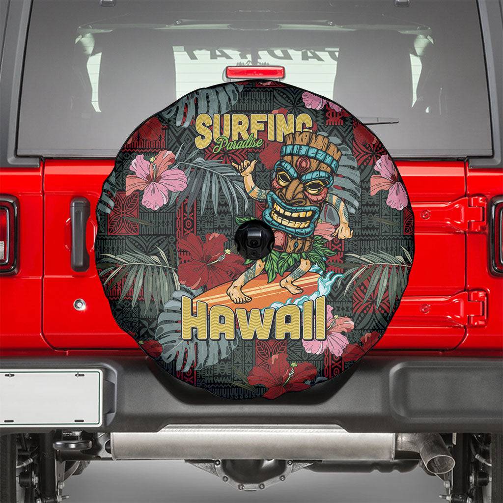 Hawaii Tiki Surfing Spare Tire Cover Mele Kalikimaka i Iulai!
