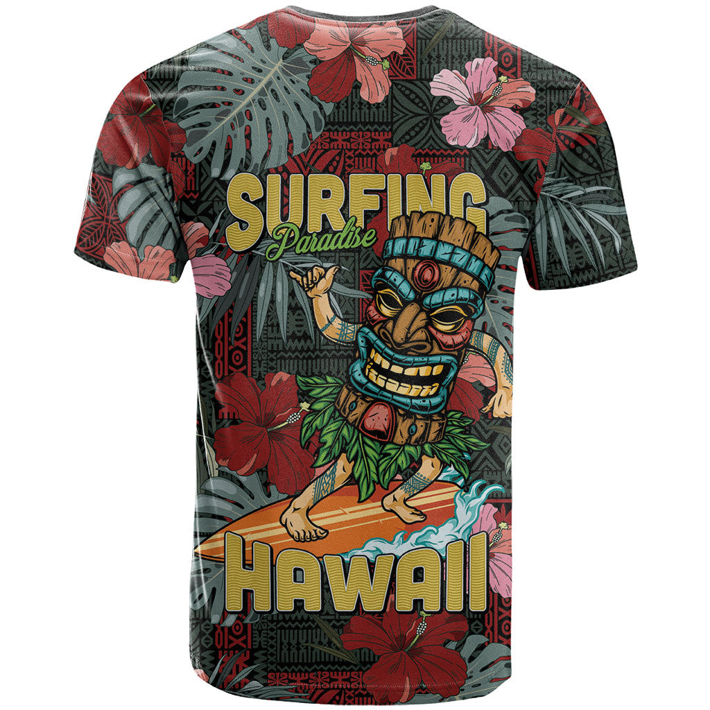 Hawaii Tiki Surfing T Shirt Mele Kalikimaka i Iulai!
