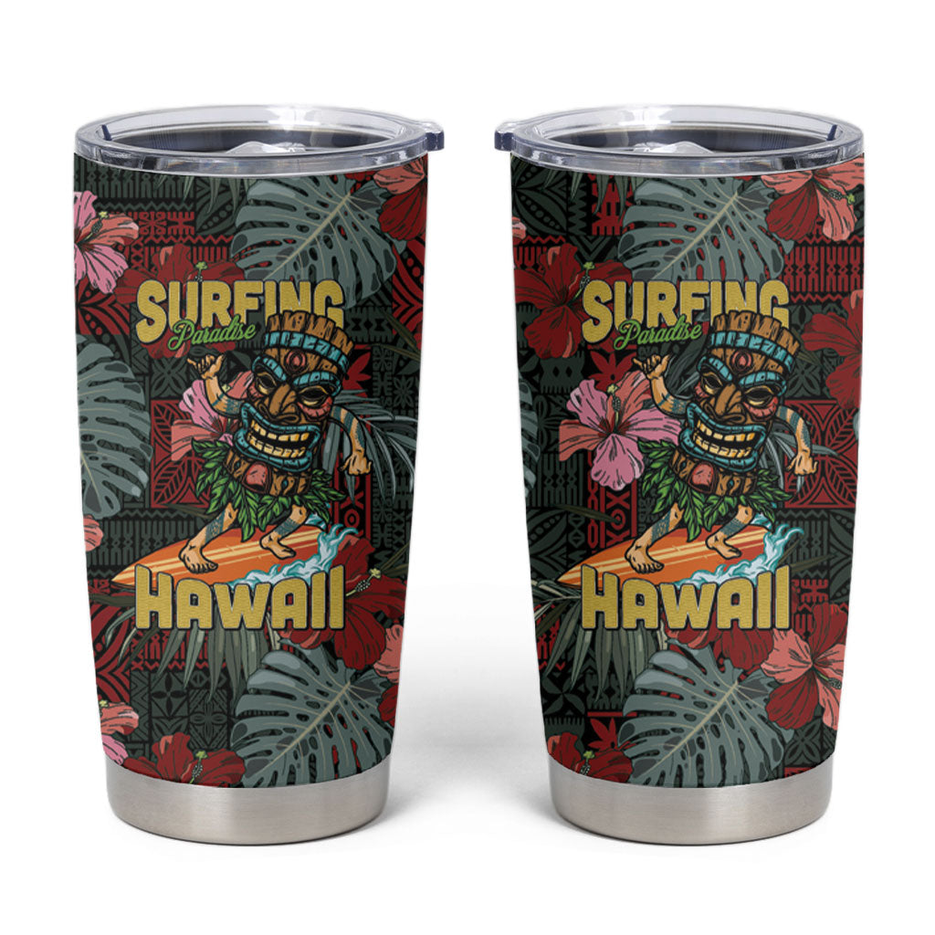 Hawaii Tiki Surfing Tumbler Cup Mele Kalikimaka i Iulai!