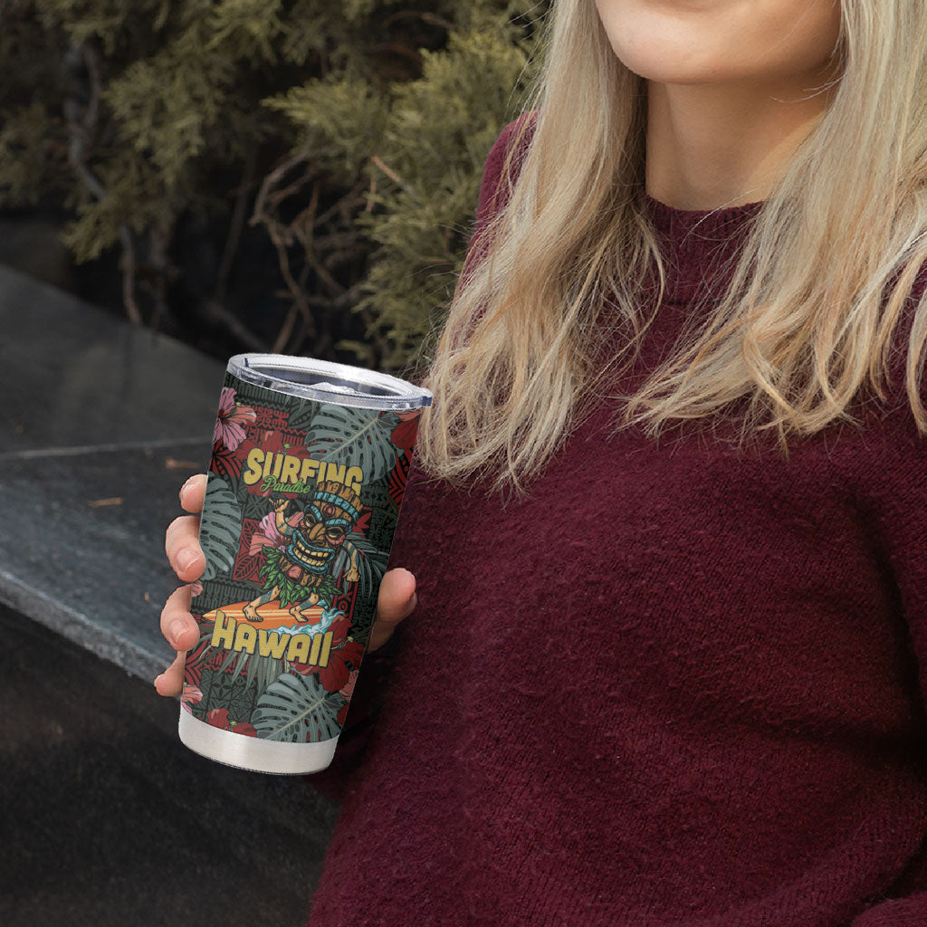 Hawaii Tiki Surfing Tumbler Cup Mele Kalikimaka i Iulai!