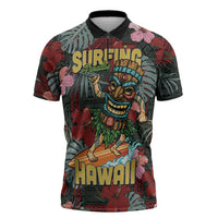 Hawaii Tiki Surfing Zipper Polo Shirt Mele Kalikimaka i Iulai!