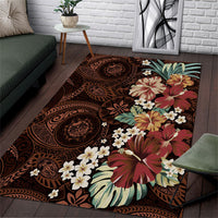 Kanoa Hawai'i Hibiscus Area Rug Polynesian Tribal Tattoo Pattern Floral Elements