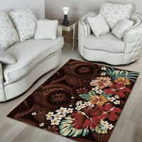 Kanoa Hawai'i Hibiscus Area Rug Polynesian Tribal Tattoo Pattern Floral Elements