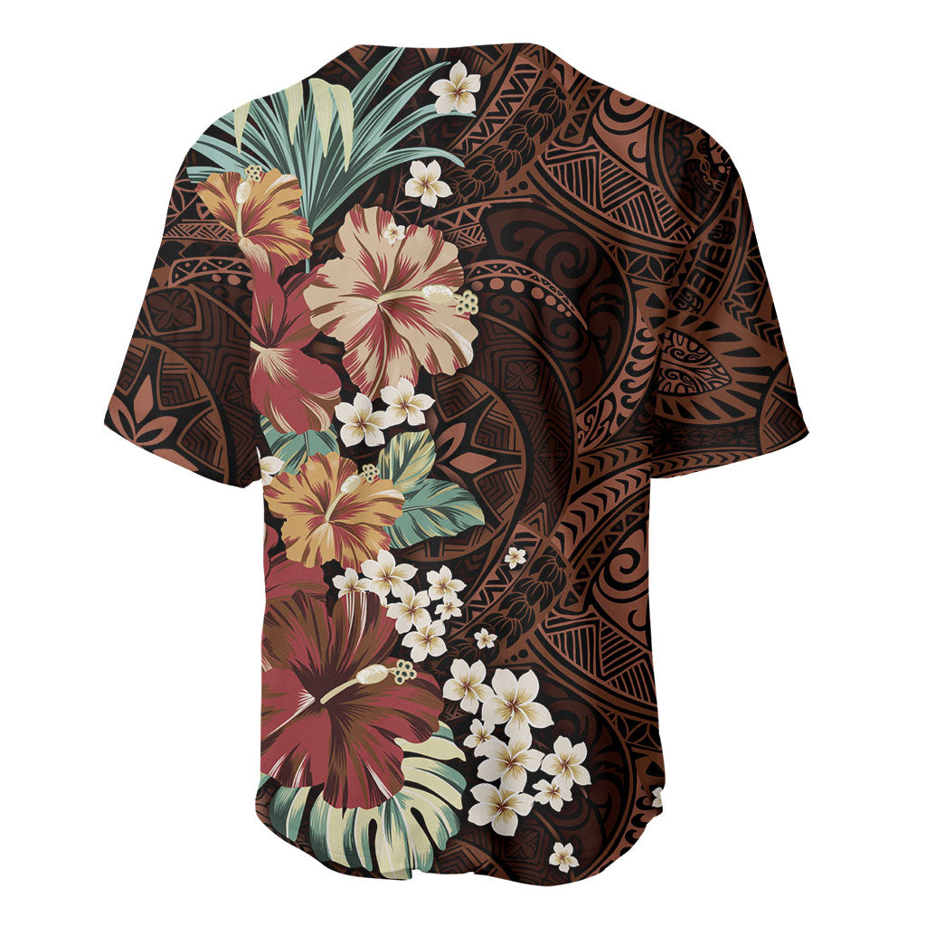 Kanoa Hawai'i Hibiscus Baseball Jersey Polynesian Tribal Tattoo Pattern Floral Elements