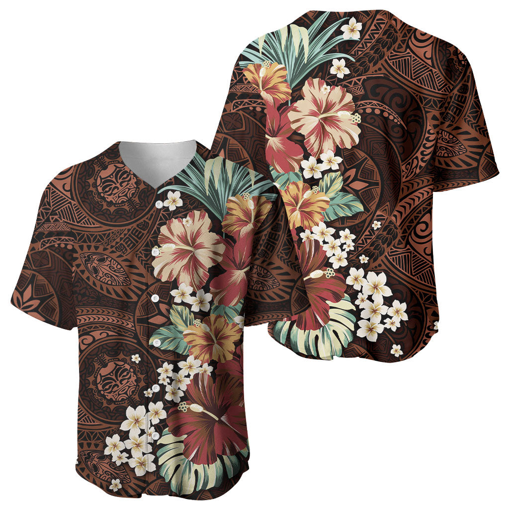 Kanoa Hawai'i Hibiscus Baseball Jersey Polynesian Tribal Tattoo Pattern Floral Elements