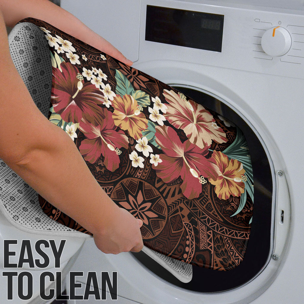 Kanoa Hawai'i Hibiscus Bathroom Set Polynesian Tribal Tattoo Pattern Floral Elements