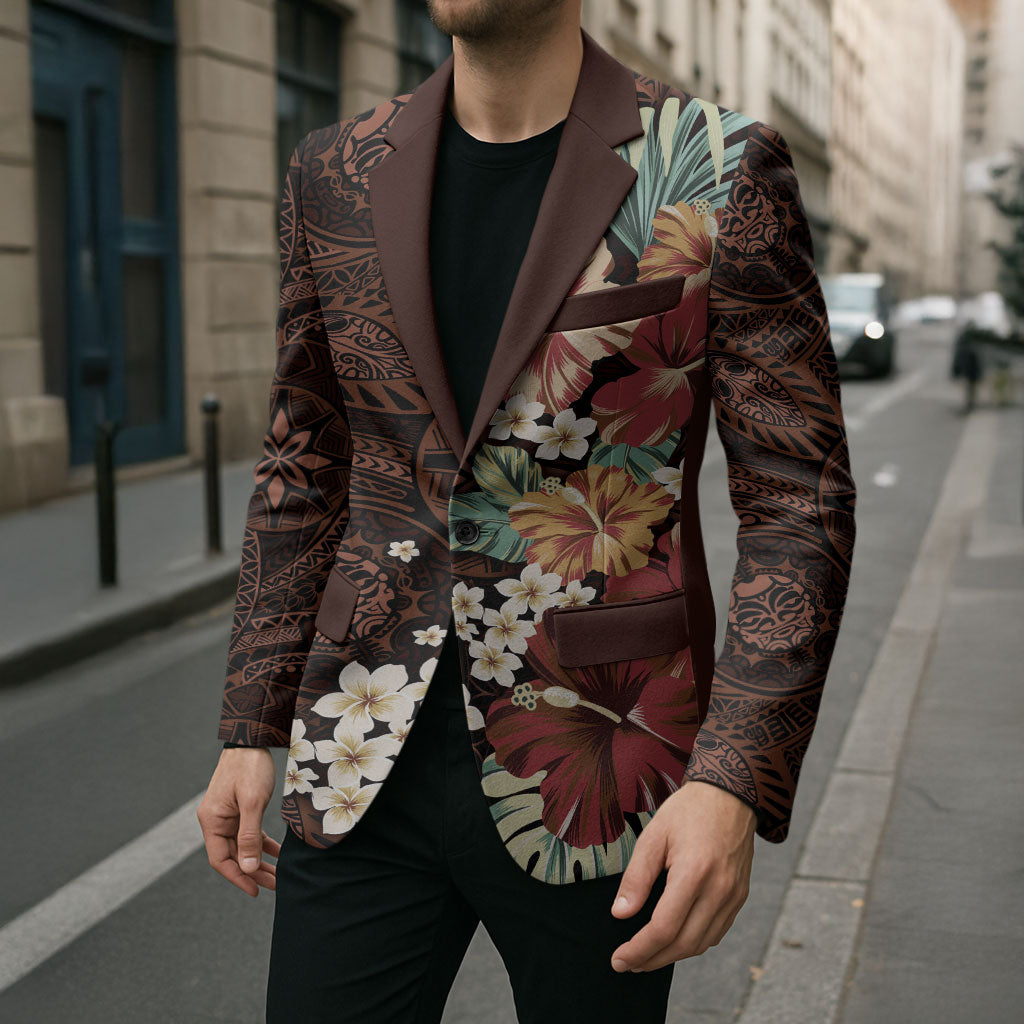 Kanoa Hawai'i Hibiscus Blazer Polynesian Tribal Tattoo Pattern Floral Elements