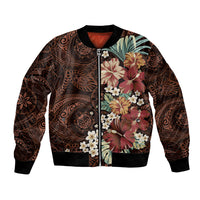 Kanoa Hawai'i Hibiscus Bomber Jacket Polynesian Tribal Tattoo Pattern Floral Elements
