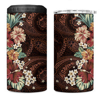 Kanoa Hawai'i Hibiscus 4 in 1 Can Cooler Tumbler Polynesian Tribal Tattoo Pattern Floral Elements