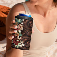 Kanoa Hawai'i Hibiscus 4 in 1 Can Cooler Tumbler Polynesian Tribal Tattoo Pattern Floral Elements