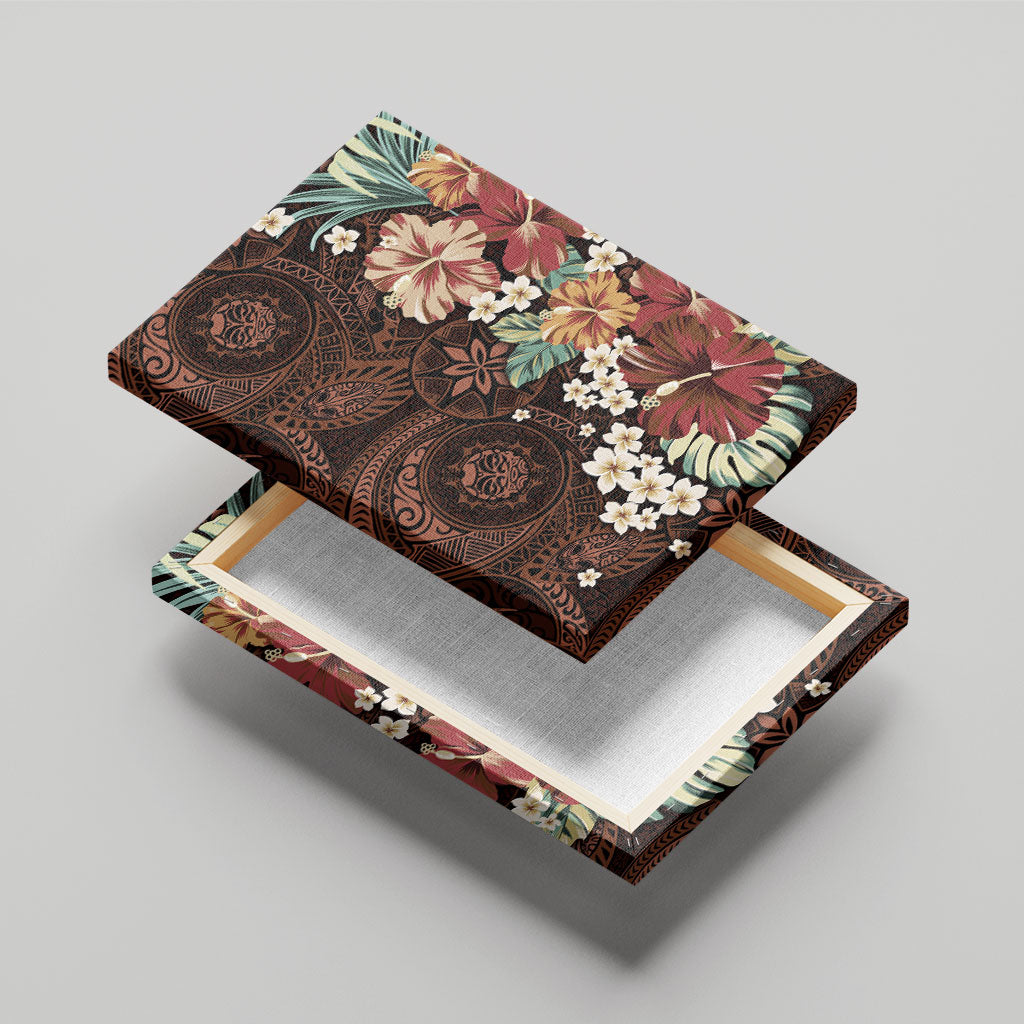 Kanoa Hawai'i Hibiscus Canvas Wall Art Polynesian Tribal Tattoo Pattern Floral Elements