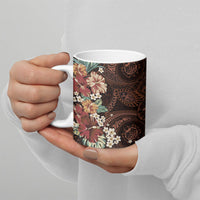 Kanoa Hawai'i Hibiscus Ceramic Mug Polynesian Tribal Tattoo Pattern Floral Elements