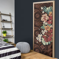 Kanoa Hawai'i Hibiscus Door Cover Polynesian Tribal Tattoo Pattern Floral Elements