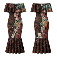Kanoa Hawai'i Hibiscus Family Matching Mermaid Dress and Hawaiian Shirt Polynesian Tribal Tattoo Pattern Floral Elements