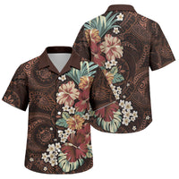 Kanoa Hawai'i Hibiscus Family Matching Summer Maxi Dress and Hawaiian Shirt Polynesian Tribal Tattoo Pattern Floral Elements