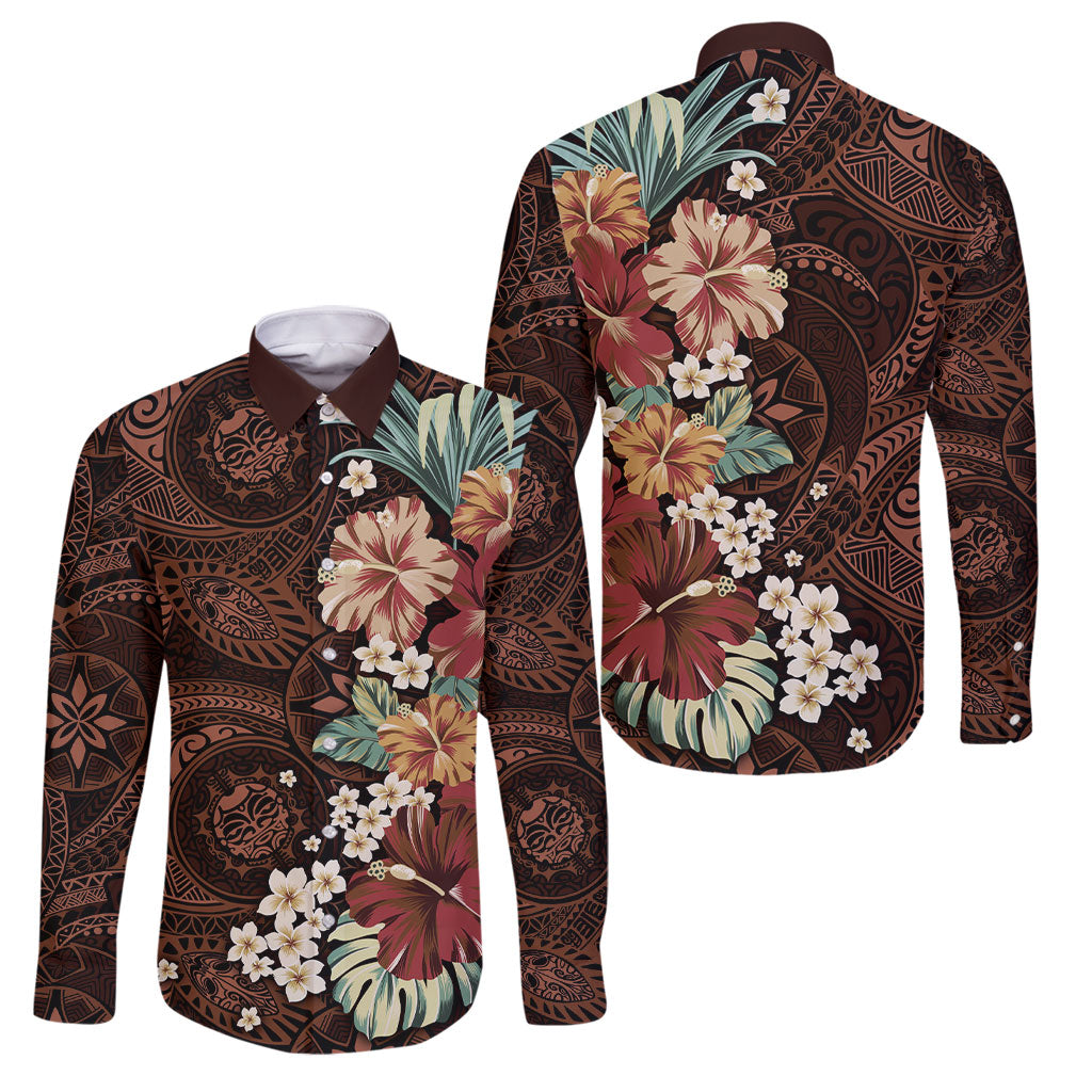 Kanoa Hawai'i Hibiscus Family Matching Tank Maxi Dress and Hawaiian Shirt Polynesian Tribal Tattoo Pattern Floral Elements