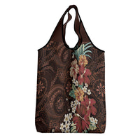 Kanoa Hawai'i Hibiscus Grocery Bag Polynesian Tribal Tattoo Pattern Floral Elements