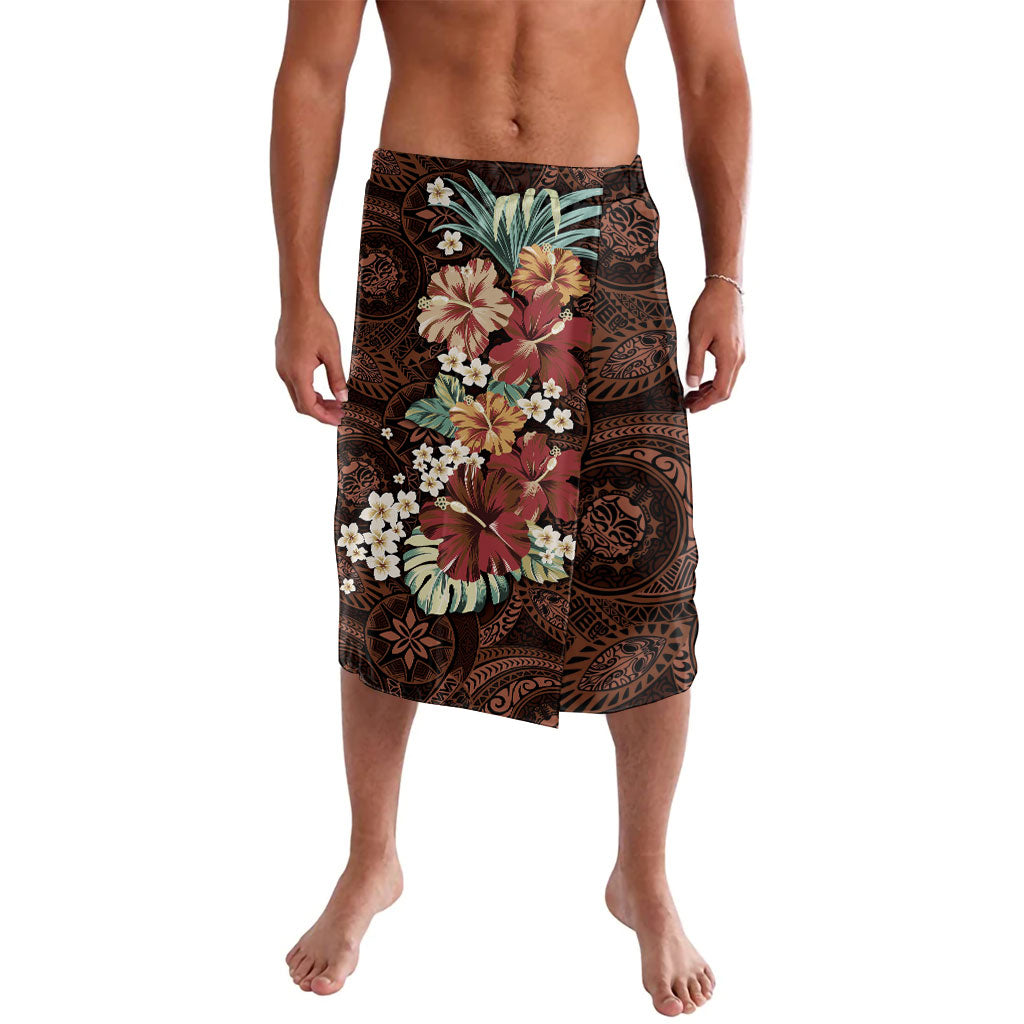 Kanoa Hawai'i Hibiscus Lavalava Polynesian Tribal Tattoo Pattern Floral Elements LT9 Brown - Polynesian Pride