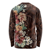 Kanoa Hawai'i Hibiscus Long Sleeve Shirt Polynesian Tribal Tattoo Pattern Floral Elements