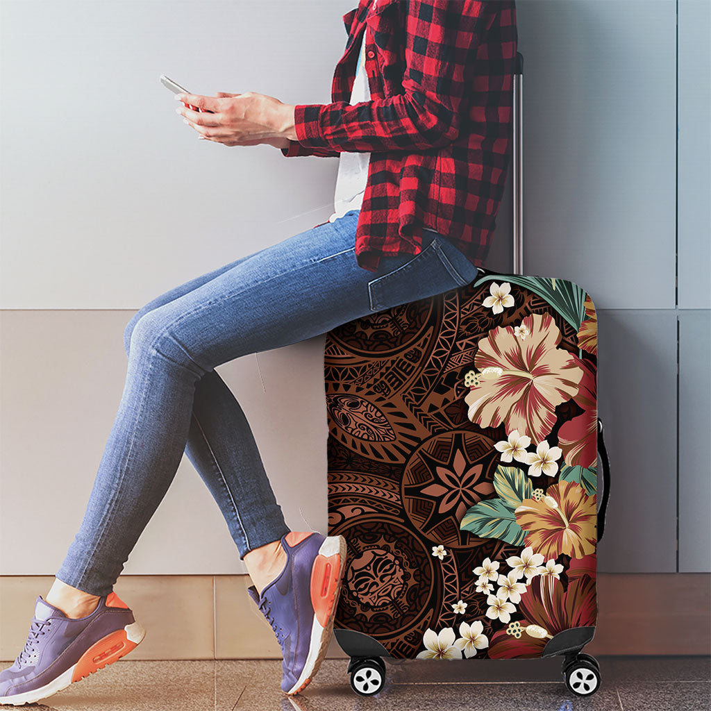 Kanoa Hawai'i Hibiscus Luggage Cover Polynesian Tribal Tattoo Pattern Floral Elements
