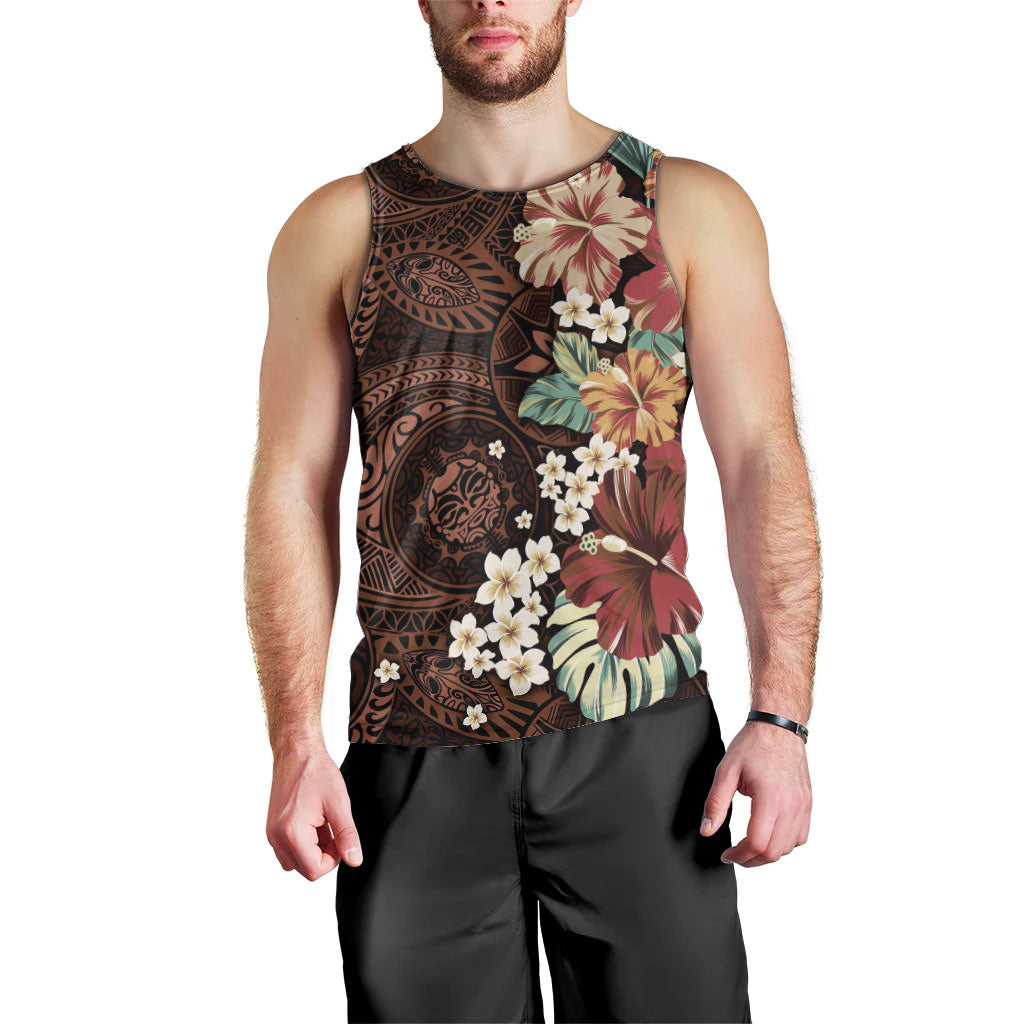 Kanoa Hawai'i Hibiscus Men Tank Top Polynesian Tribal Tattoo Pattern Floral Elements
