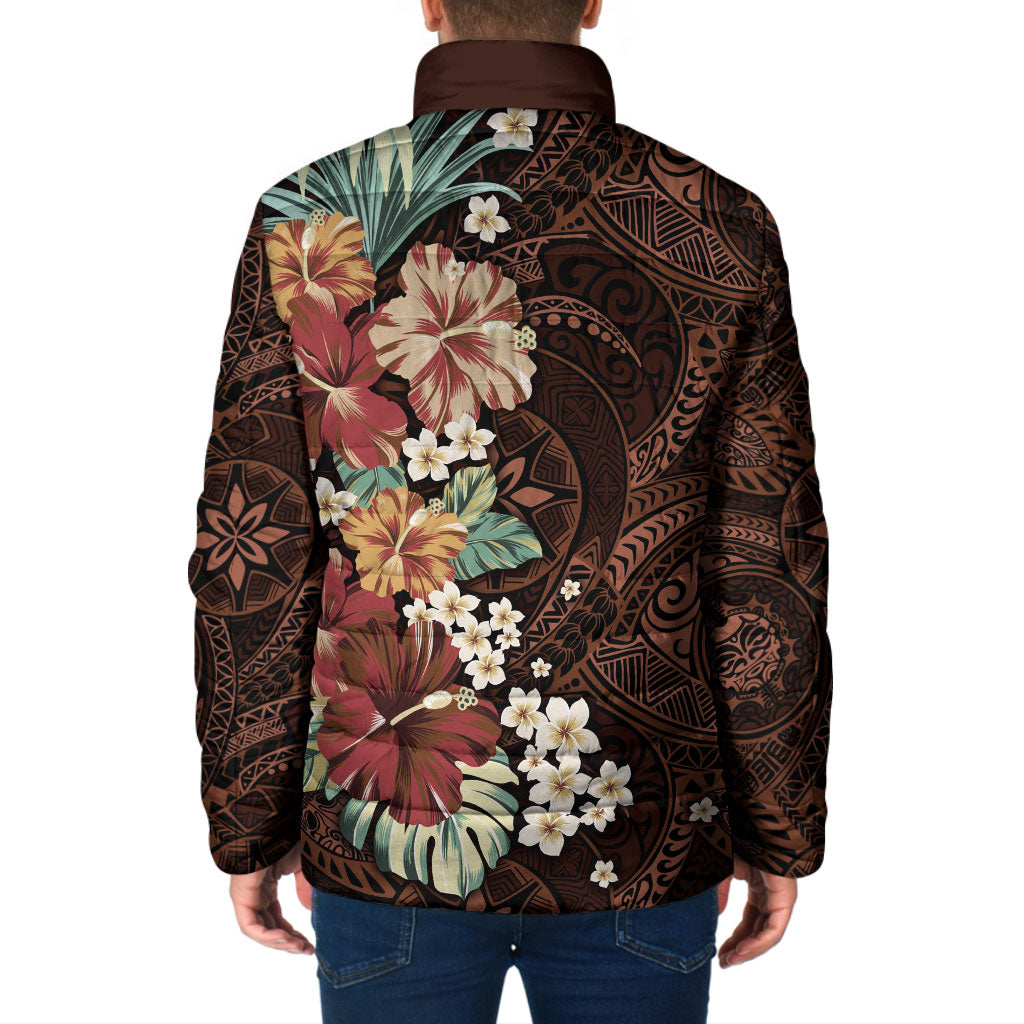 Kanoa Hawai'i Hibiscus Padded Jacket Polynesian Tribal Tattoo Pattern Floral Elements