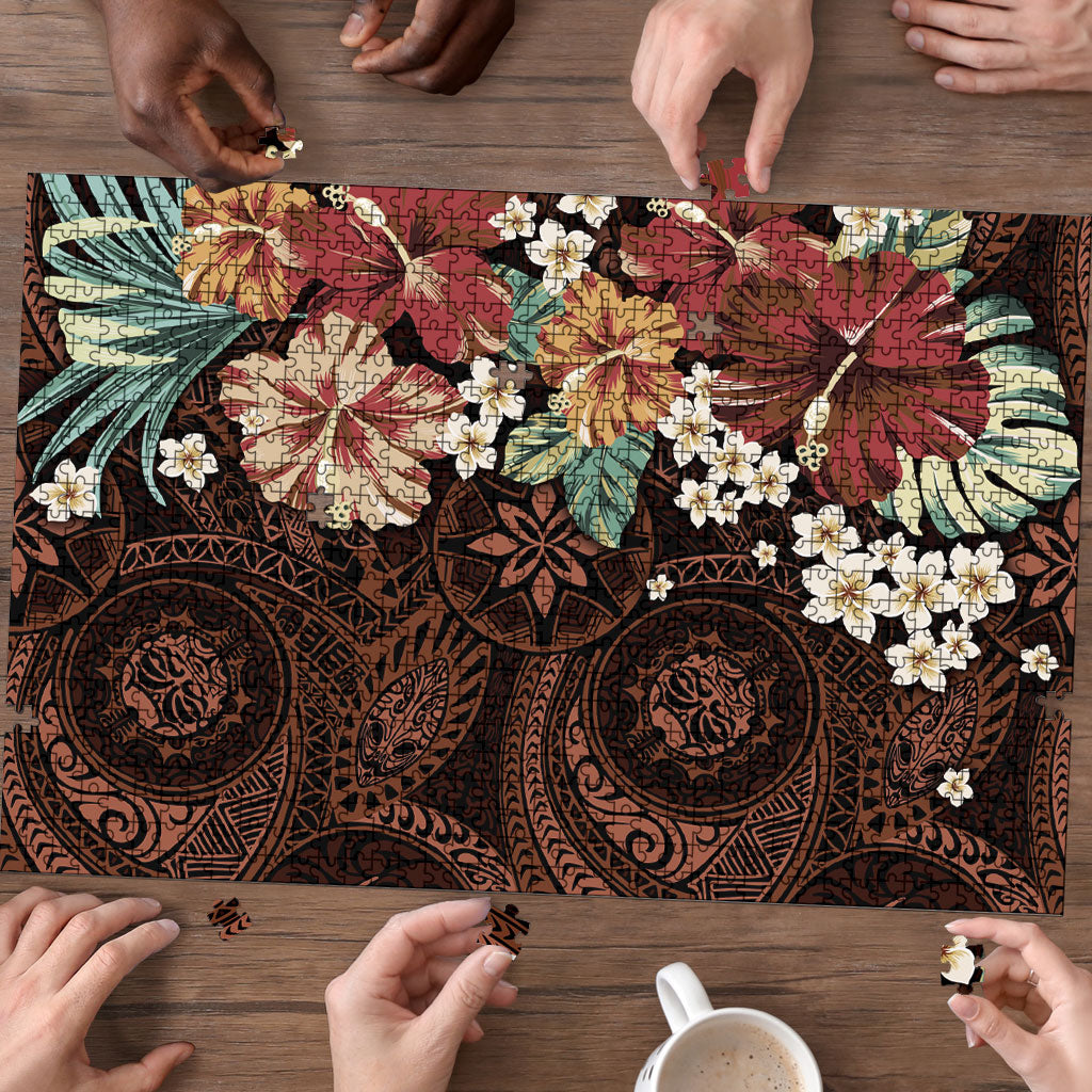 Kanoa Hawai'i Hibiscus Puzzle Polynesian Tribal Tattoo Pattern Floral Elements