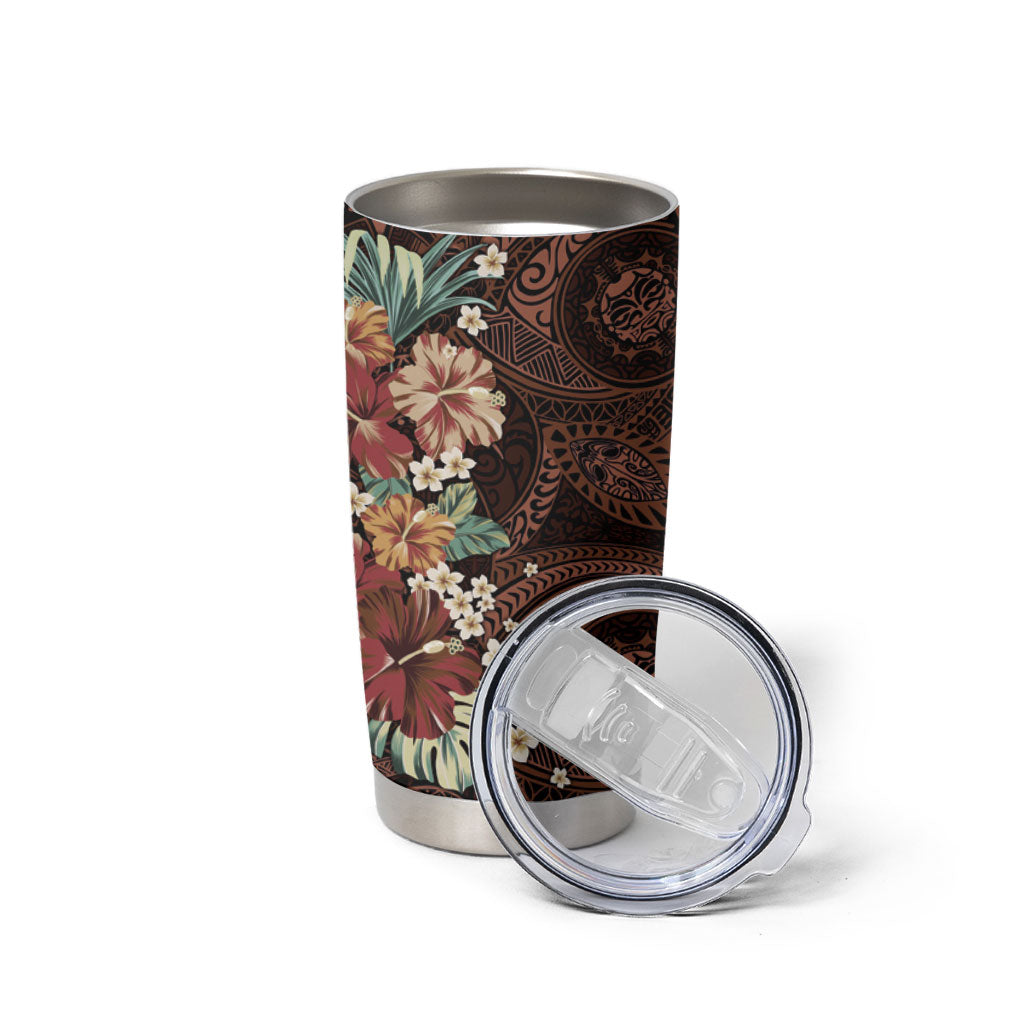 Kanoa Hawai'i Hibiscus Tumbler Cup Polynesian Tribal Tattoo Pattern Floral Elements