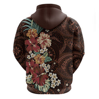 Kanoa Hawai'i Hibiscus Zip Hoodie Polynesian Tribal Tattoo Pattern Floral Elements