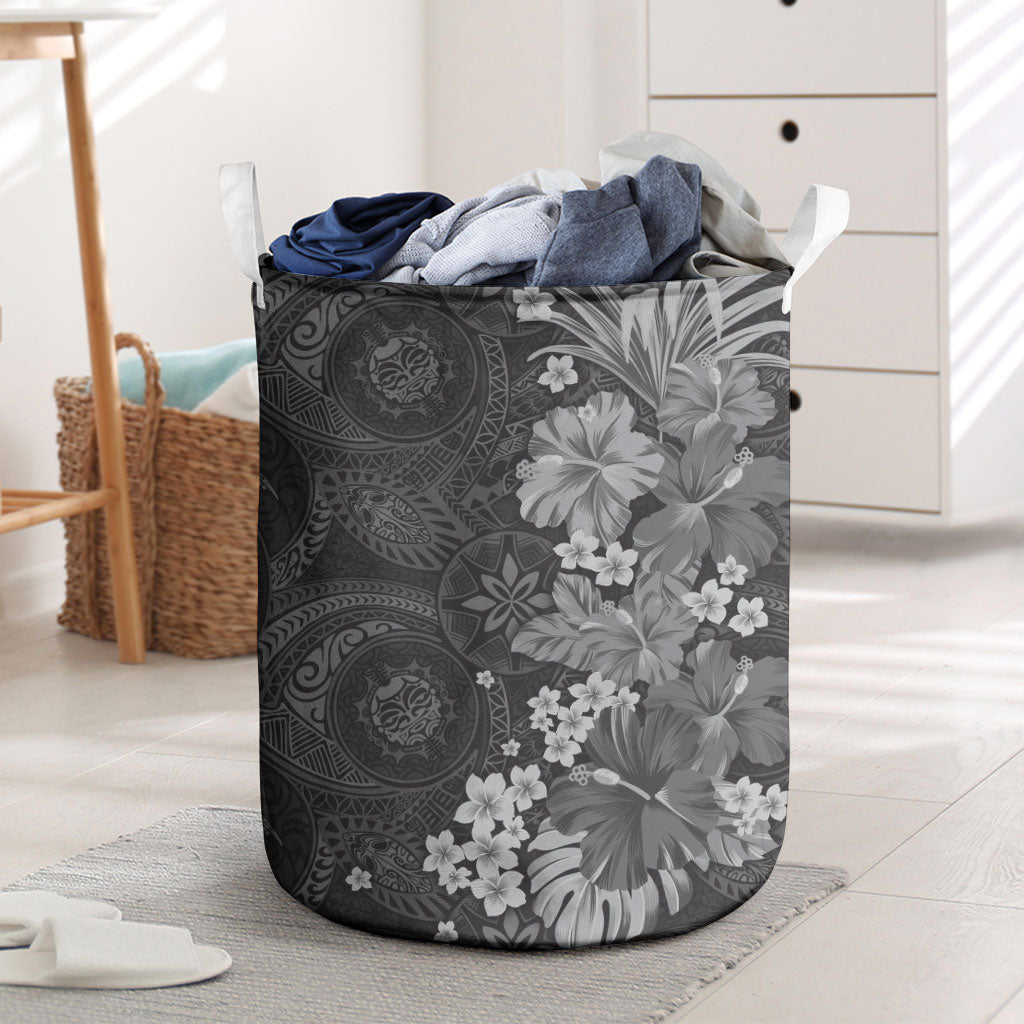 Pauli Hawai'i Hibiscus Laundry Basket Polynesian Tribal Tattoo Pattern Floral Elements