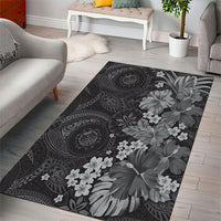 Pauli Hawai'i Hibiscus Area Rug Polynesian Tribal Tattoo Pattern Floral Elements