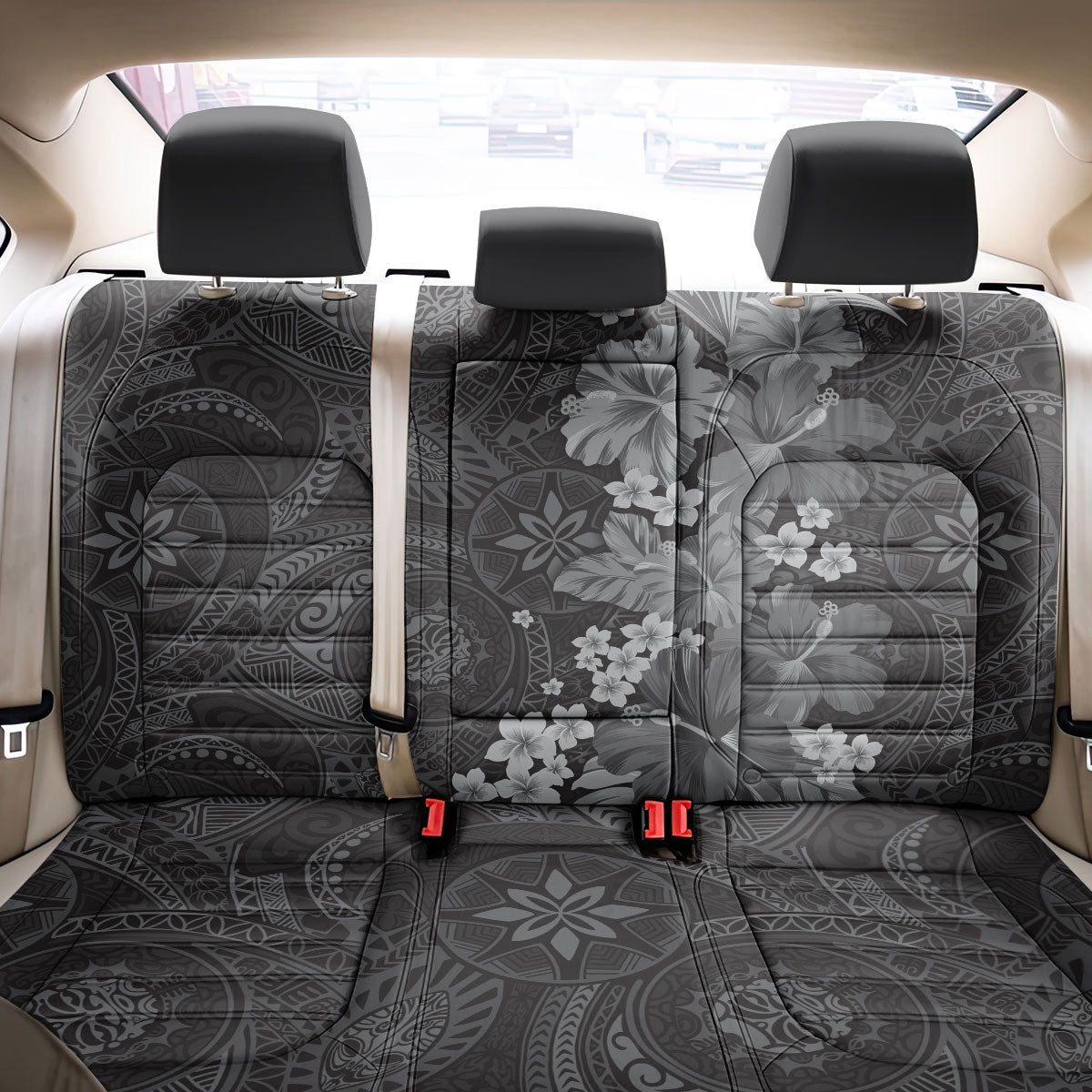 Pauli Hawai'i Hibiscus Back Car Seat Cover Polynesian Tribal Tattoo Pattern Floral Elements