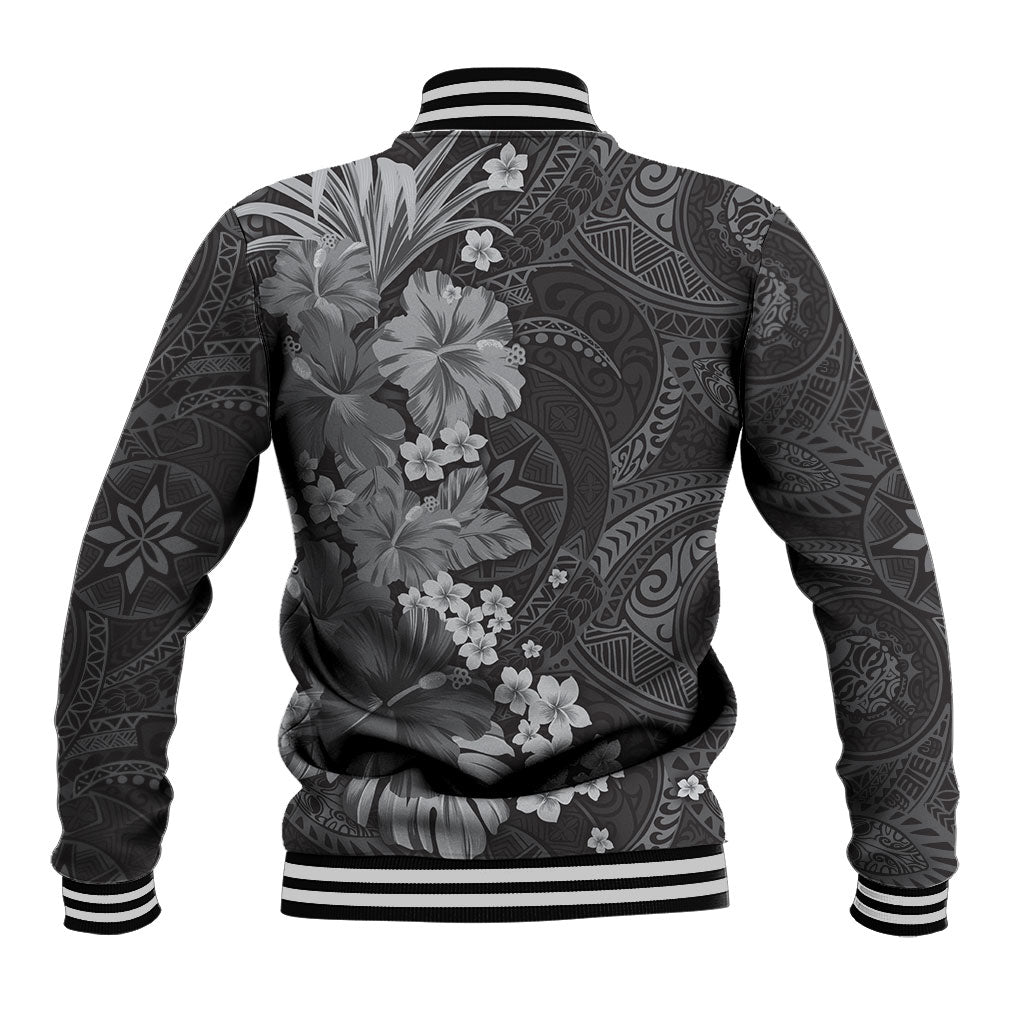 Pauli Hawai'i Hibiscus Baseball Jacket Polynesian Tribal Tattoo Pattern Floral Elements
