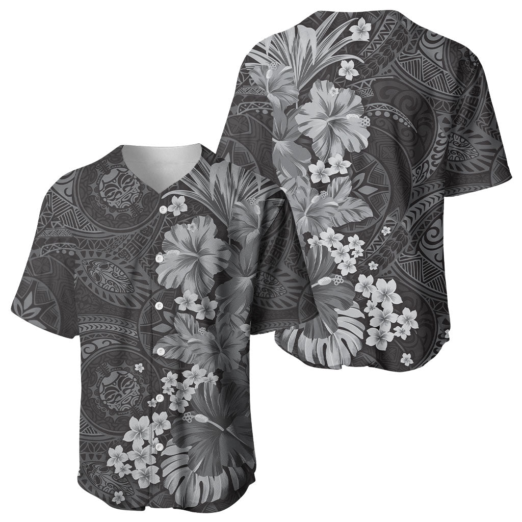 Pauli Hawai'i Hibiscus Baseball Jersey Polynesian Tribal Tattoo Pattern Floral Elements