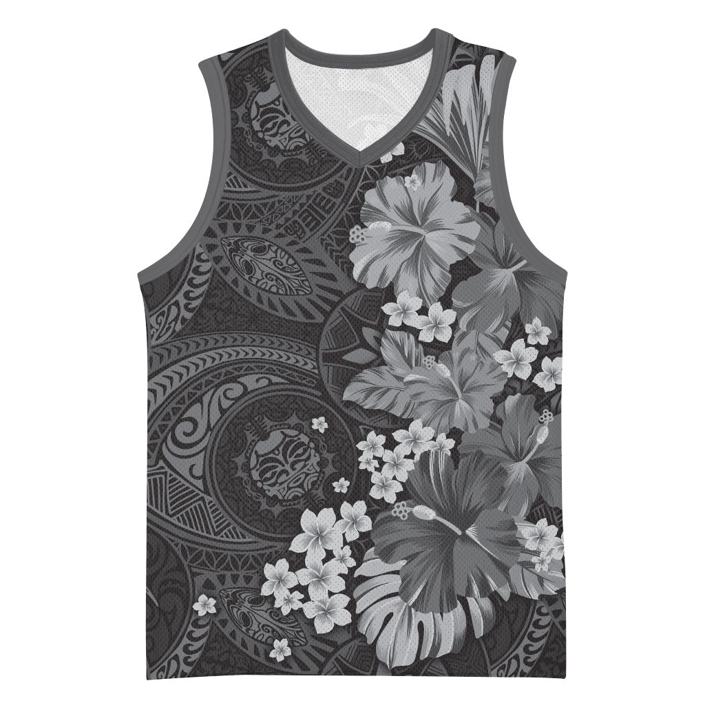 Pauli Hawai'i Hibiscus Basketball Jersey Polynesian Tribal Tattoo Pattern Floral Elements