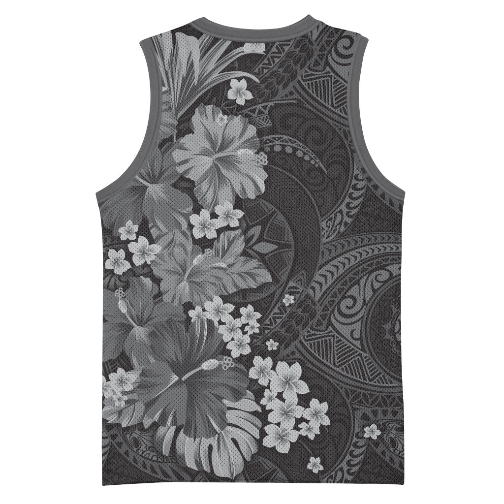Pauli Hawai'i Hibiscus Basketball Jersey Polynesian Tribal Tattoo Pattern Floral Elements