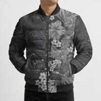 Pauli Hawai'i Hibiscus Bomber Puffer Jacket Polynesian Tribal Tattoo Pattern Floral Elements