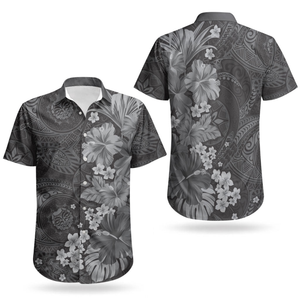 Pauli Hawai'i Hibiscus Couples Matching Puletasi and Hawaiian Shirt Polynesian Tribal Tattoo Pattern Floral Elements