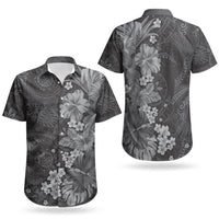 Pauli Hawai'i Hibiscus Couples Matching Puletasi and Hawaiian Shirt Polynesian Tribal Tattoo Pattern Floral Elements