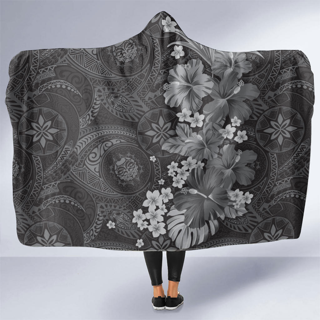 Pauli Hawai'i Hibiscus Hooded Blanket Polynesian Tribal Tattoo Pattern Floral Elements