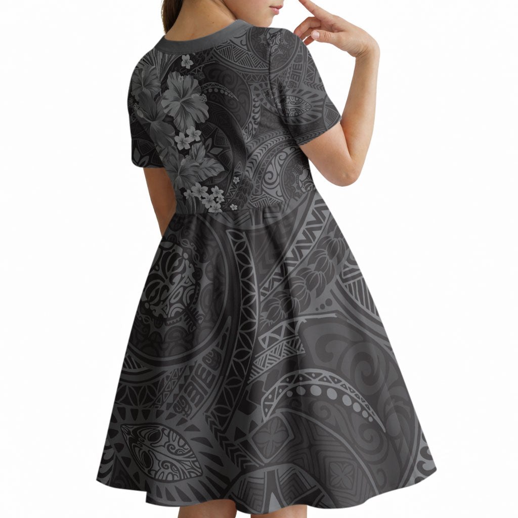Pauli Hawai'i Hibiscus Kid Short Sleeve Dress Polynesian Tribal Tattoo Pattern Floral Elements