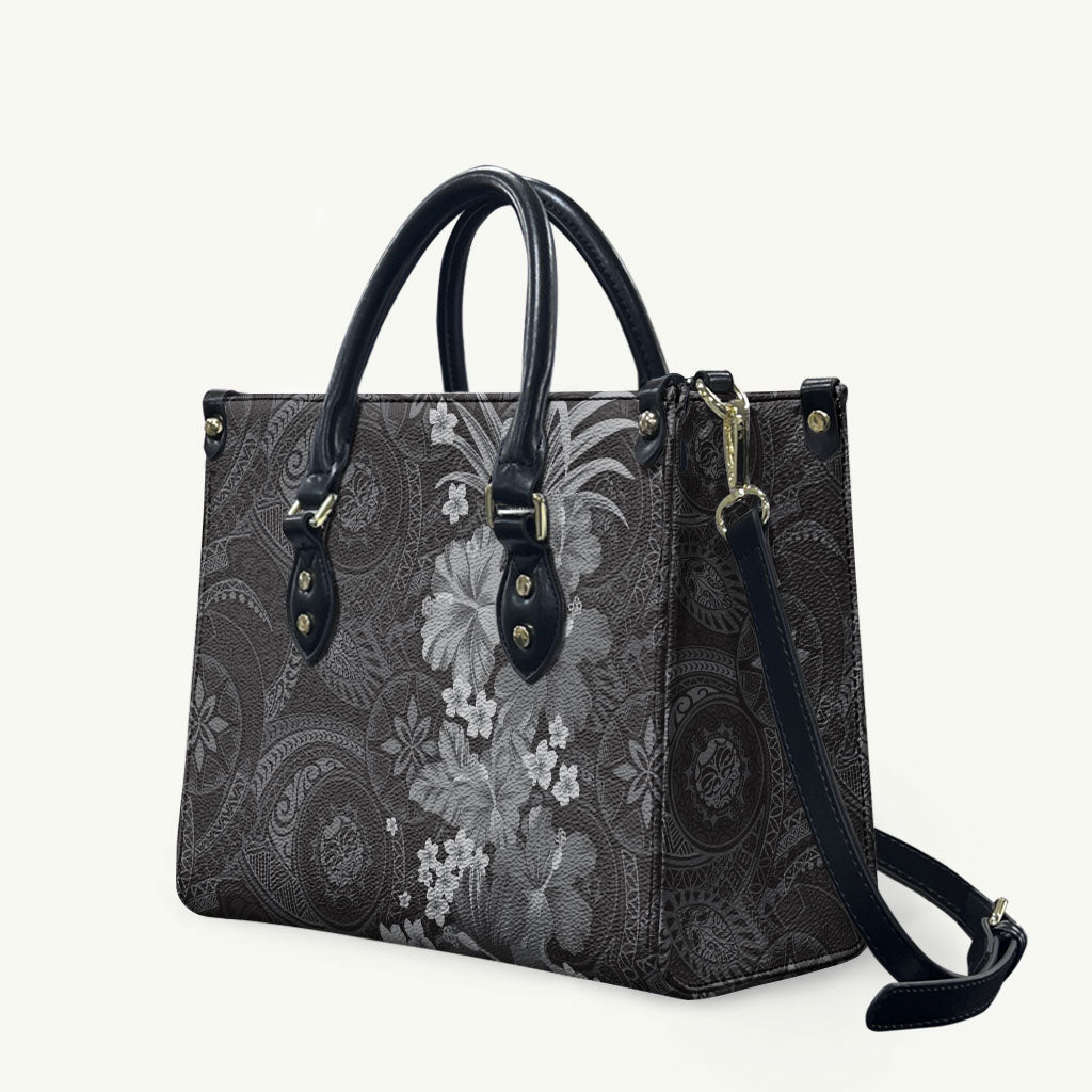 Pauli Hawai'i Hibiscus Leather Bag Polynesian Tribal Tattoo Pattern Floral Elements