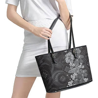 Pauli Hawai'i Hibiscus Leather Tote Bag Polynesian Tribal Tattoo Pattern Floral Elements