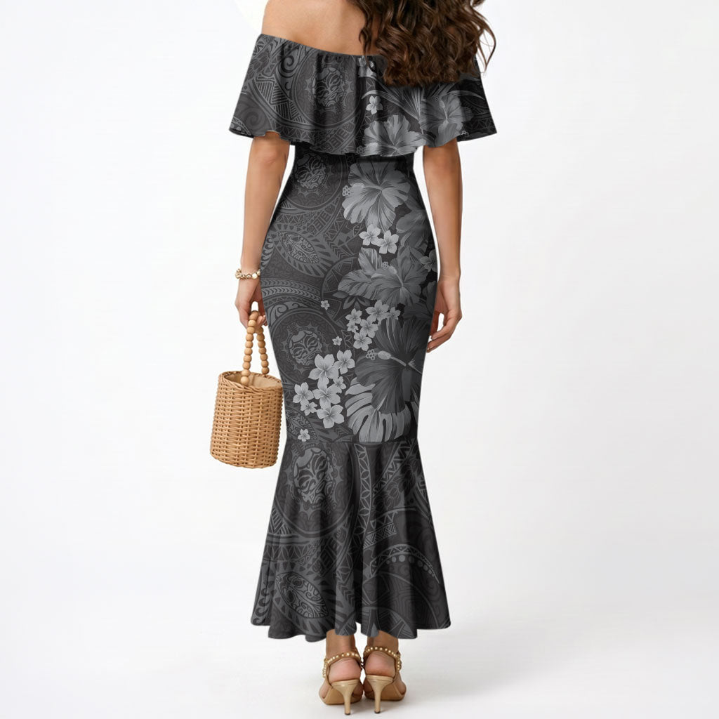 Pauli Hawai'i Hibiscus Mermaid Dress Polynesian Tribal Tattoo Pattern Floral Elements