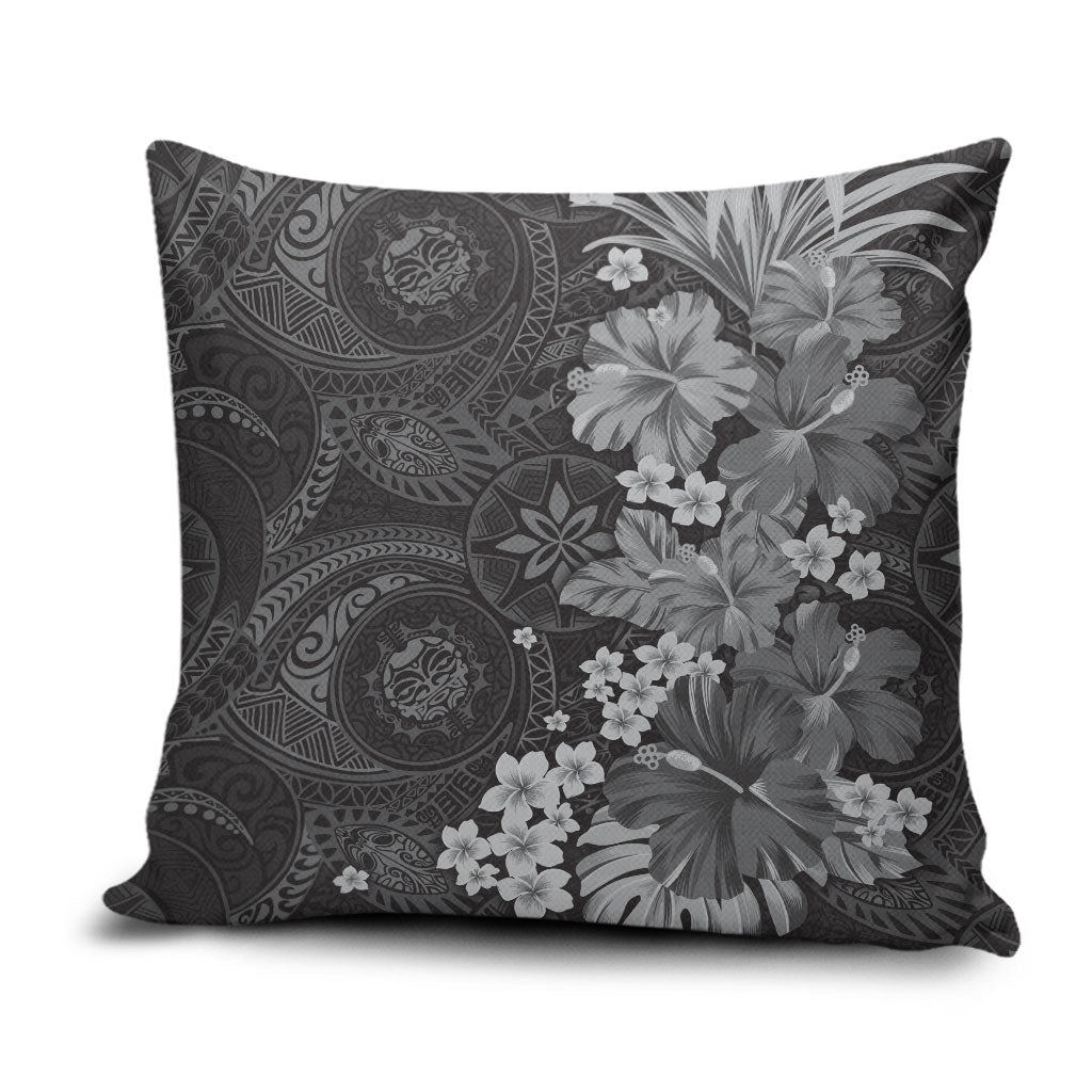 Pauli Hawai'i Hibiscus Pillow Cover Polynesian Tribal Tattoo Pattern Floral Elements