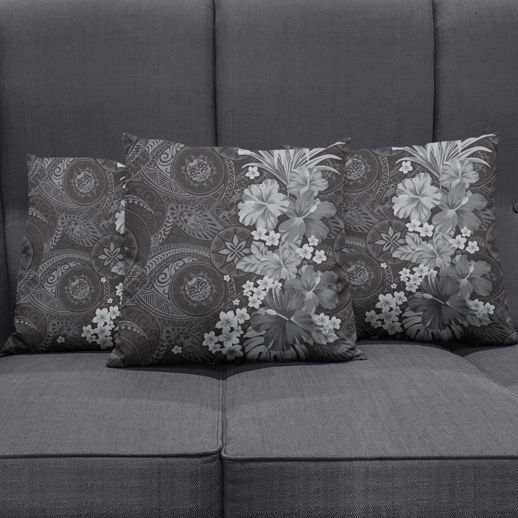Pauli Hawai'i Hibiscus Pillow Cover Polynesian Tribal Tattoo Pattern Floral Elements