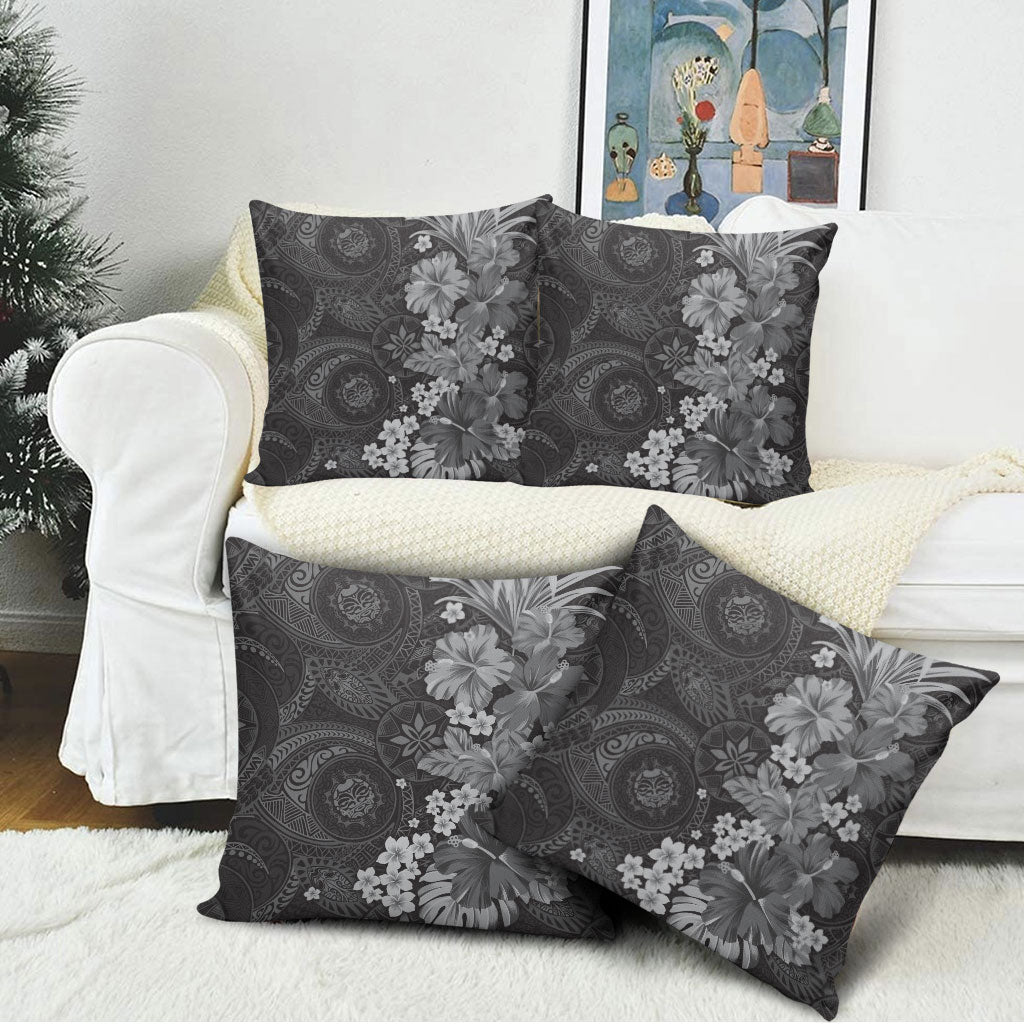 Pauli Hawai'i Hibiscus Pillow Cover Polynesian Tribal Tattoo Pattern Floral Elements