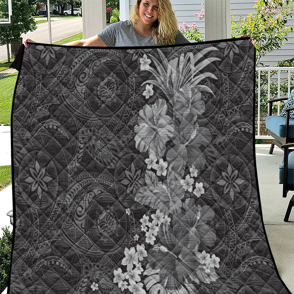 Pauli Hawai'i Hibiscus Quilt Polynesian Tribal Tattoo Pattern Floral Elements LT9 Soft Black - Polynesian Pride